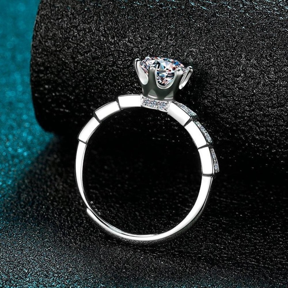 Certified 1ct. t.w. Diamond Engagement Ring 18k White Gold over Italy Silver - Picture 5 of 16